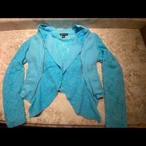 International Concepts Turquoise Lace/Denim jacket